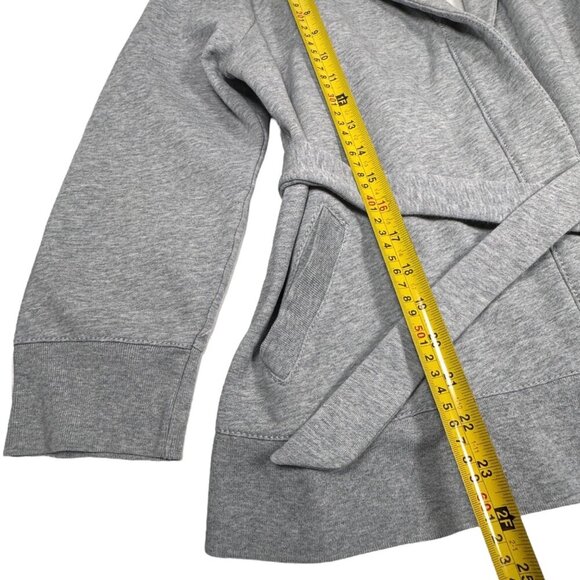 J. Crew Antique Fleece Cardigan Sz.XL Gray Belted Shawl Capsule Wardrobe Staple - Picture 6 of 10